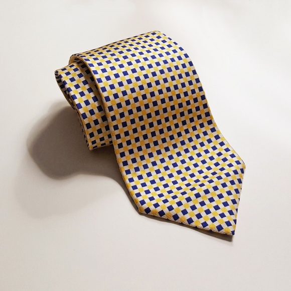 Polo Ralph Lauren Mens Silk Geometric Tie Yellow - Picture 2 of 7
